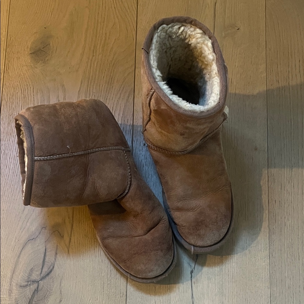 UGG Brown Ankle Boots with Shearling Lining